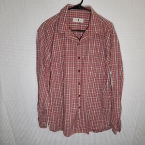 Duck Head XL Shirt Mens Plaid Button Up Long Sleeve Cotton Casual Orange